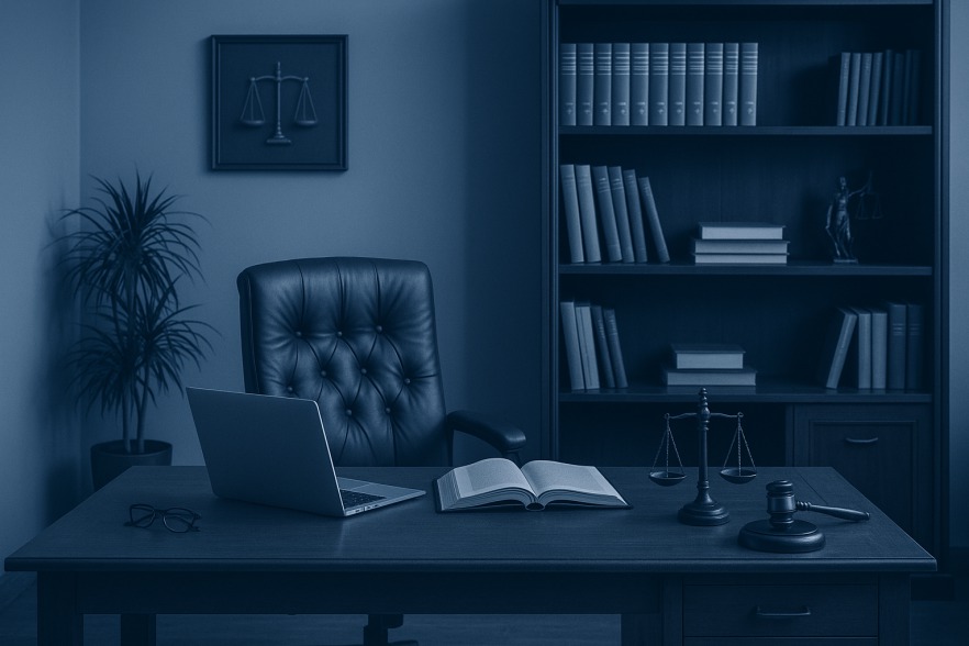 Modern law office interior, monochrome style